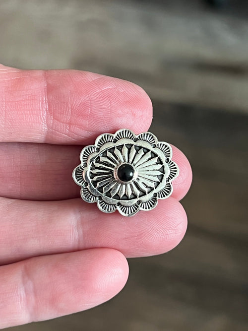 Sterling Silver and Onyx Traditional Style Concho Slide