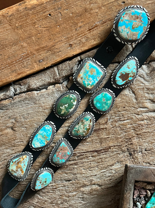 Stunning Handcrafted Sterling Silver and Royston Turquoise Concho Belts by Mary Ann Spencer: Six To Choose From!
