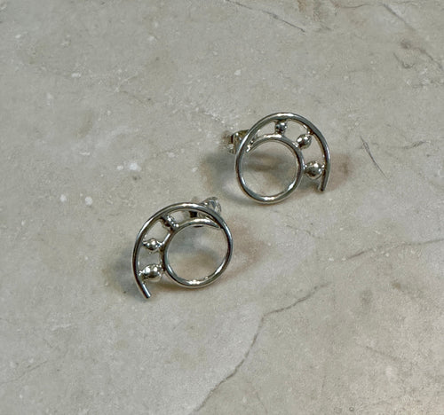 Sterling Silver Beaded Nautilus Earrings