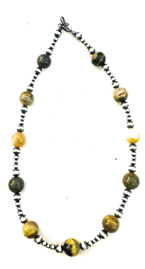Handcrafted Sterling Silver Pearl & Bumblebee Beaded Necklace