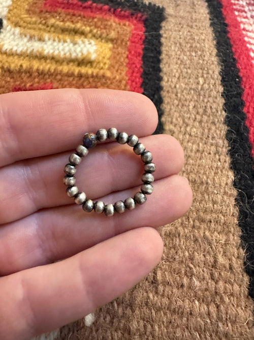 THE VENICE BAND Handmade Sterling Silver Handcrafted Pearl Style Purple Dream Mojave Beaded Stretch Ring