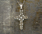 Vintage Oxidized Cross Pendant Necklace