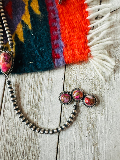 Handcrafted Pink Dream & Sterling Silver Pearl Beaded Lariat Necklace