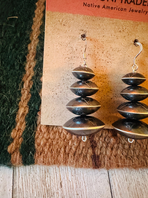 Navajo Sterling Silver Beaded Dangle Earrings