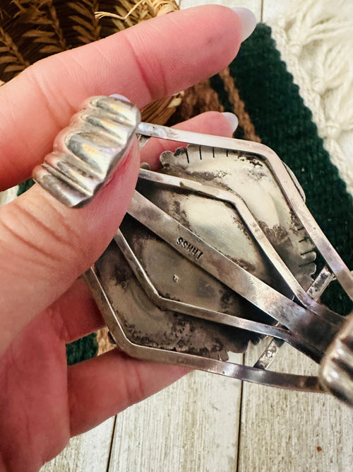 Handcrafted Old Pawn Tibetan Turquoise & Sterling Silver Cuff Bracelet