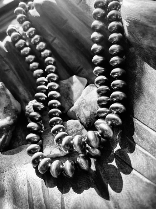 Vinita Cowboy Handmade 12mm Sterling Silver Navajo Saucer Pearl Beaded Necklaces