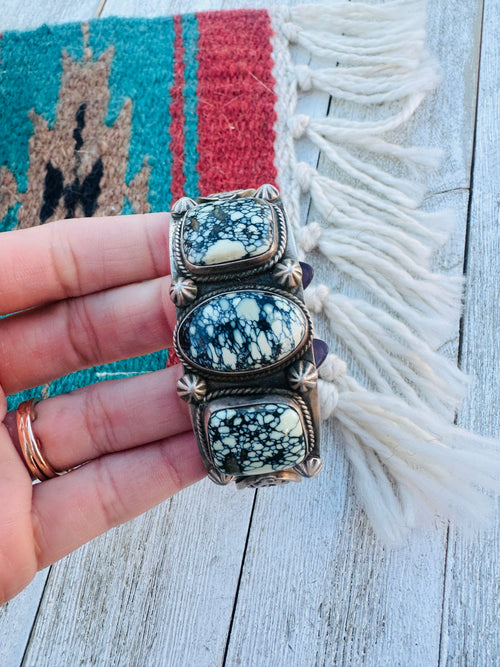 Handcrafted Old Pawn Sterling Silver & Variscite Cuff Bracelet