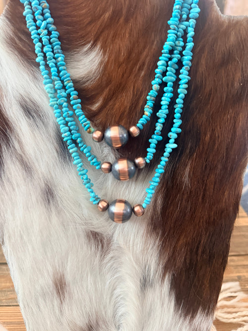 Handcrafted Turquoise & Copper Beaded Necklace