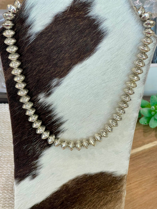 Handmade Sterling Silver 14 MM Beaded Necklace