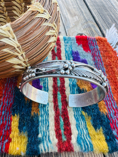 Handcrafted Old Pawn Sterling Silver Cuff Bracelet