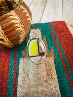 Old Pawn Handcrafted Multi Stone & Sterling Silver Inlay Ring Size 5.5