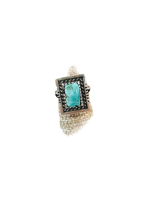 Old Pawn Navajo Sterling Silver & Turquoise Ring