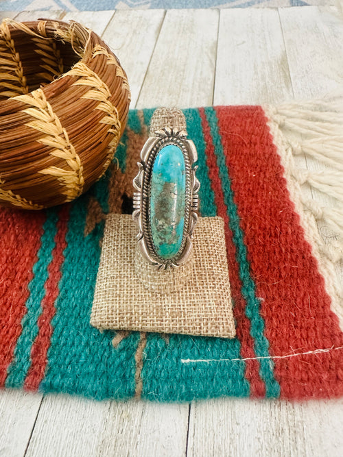Old Pawn Navajo Sterling Silver & Turquoise Ring Size 7.5 by Jon McCray