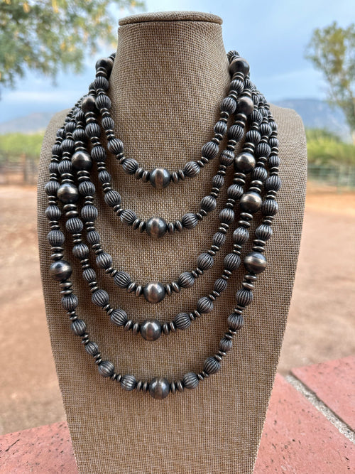 Handmade Sterling Silver Pearl Melon Style Beaded Necklace w/ 2 inch extender