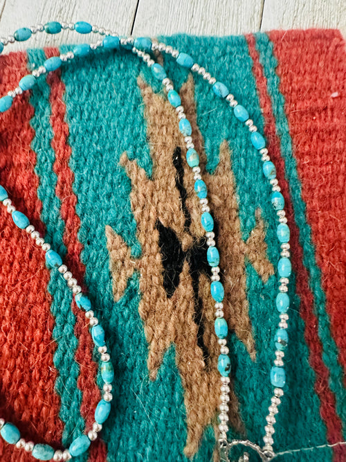 Handcrafted Turquoise & Sterling Silver Beaded Rosary Necklace