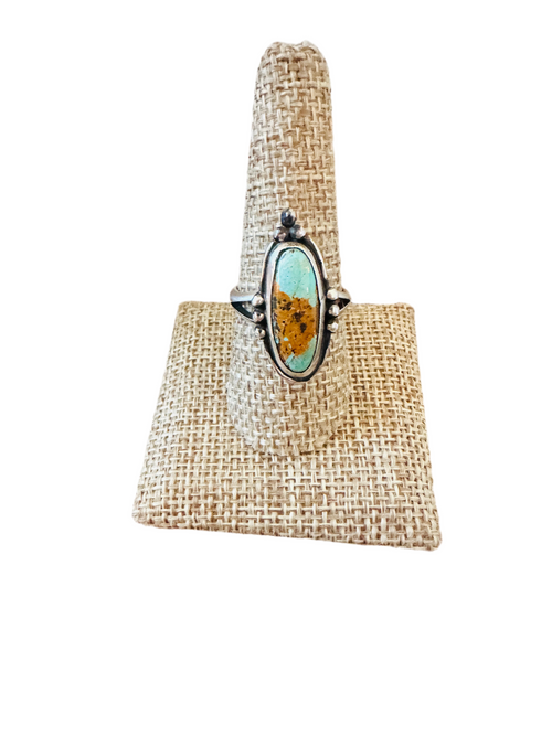 Old Pawn Navajo Sterling Silver & Turquoise Ring Size 9.25