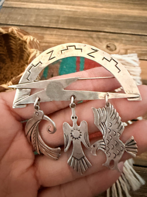 Old Pawn Handcrafted Sterling Silver Bird Brooch