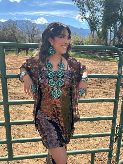 Handcrafted Ella Peters Royston Turquoise Statement Necklace Set