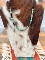 Handcrafted Turquoise & Copper 18” Beaded Necklace