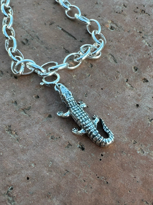 Handcrafted Sterling Silver Alligator Charm