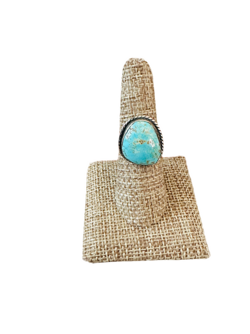 Old Pawn Navajo Sterling Silver & Turquoise Ring Size 7.25