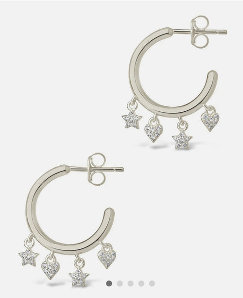 Sterling Silver Celeste CZ Charm Hoop Earrings