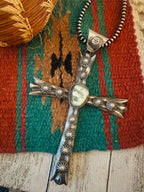 Old Pawn Handcrafted Turquoise and Sterling Silver Cross Pendant by Chimney Butte