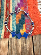 Handcrafted Lapis & Sterling Silver Beaded Bracelet