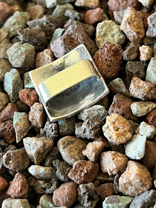 Sterling Silver and Kingman Turquoise Concho Slide, The Hayseed