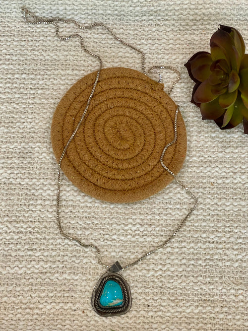 Vintage Old Pawn Turquoise and Sterling Silver Necklace