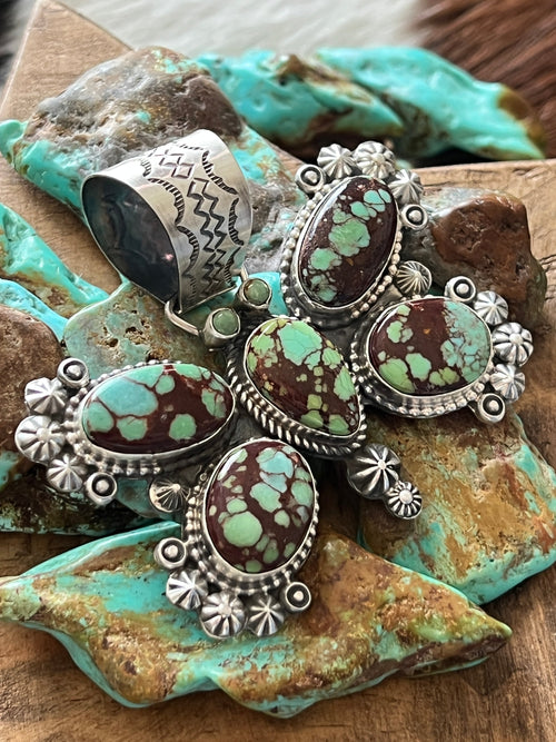Apache Sterling Silver and Egyptian Turquoise Butterfly Pendant by Rosella Paxson