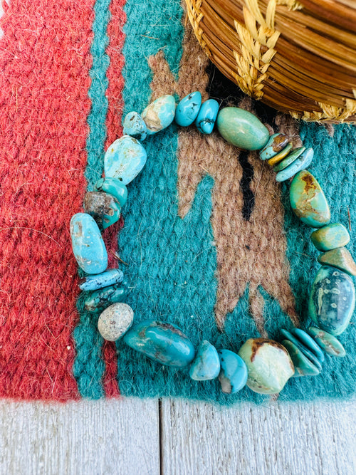 Handmade Kingman Turquoise Beaded Stretch Bracelet