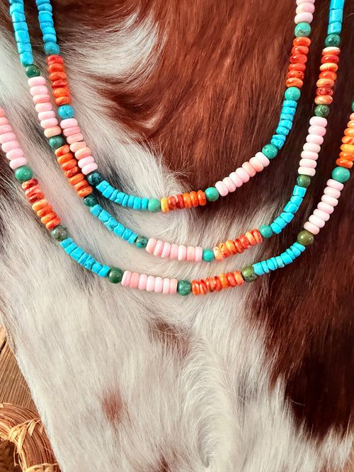 Handcrafted Multi Stone & Sterling Silver Candy Beaded Necklace