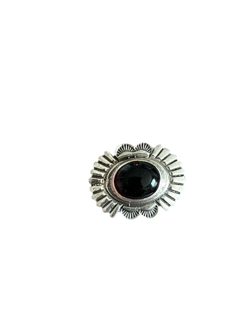 Sterling Silver and Oval Onyx Concho Slide
