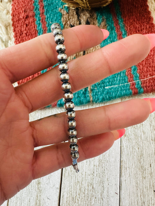 Navajo 5mm Sterling Silver Pearl Beaded Bracelet