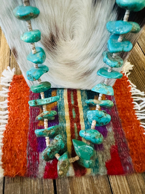 Old Pawn Handcrafted Turquoise & Heishi Beaded 33” Necklace