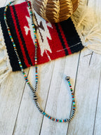 Handcrafted Sterling Silver & Multi Stone Beaded Lariat Necklace