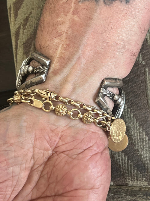 Old Pawn Sterling Silver and Natural Sleeping Beauty Turquoise Cuff Bracelet, Signed /