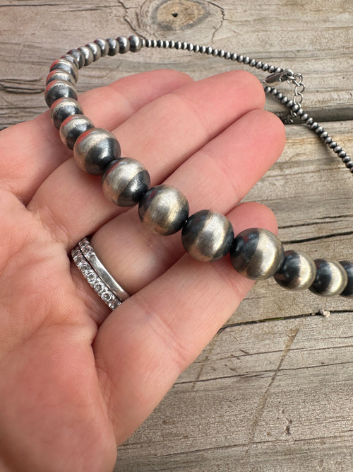 Handmade Navajo Pearl Style Sterling Silver Beaded Wrap Choker Necklace