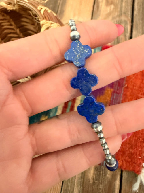 Handcrafted Lapis & Sterling Silver Beaded Bracelet