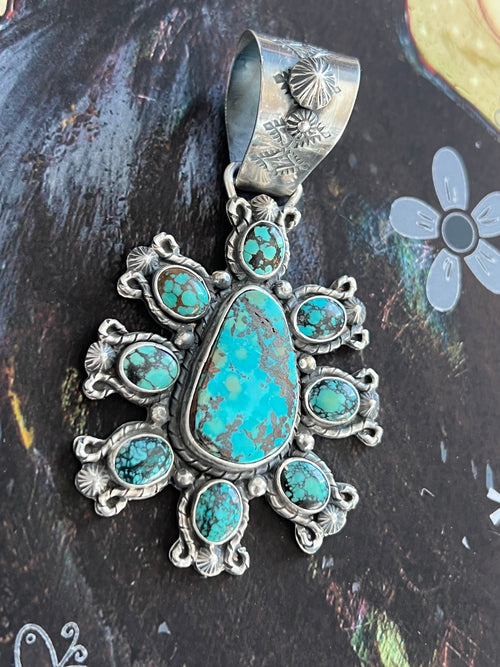 Rosella Paxson Sterling Silver and Hubei Turquoise Cluster Pendant