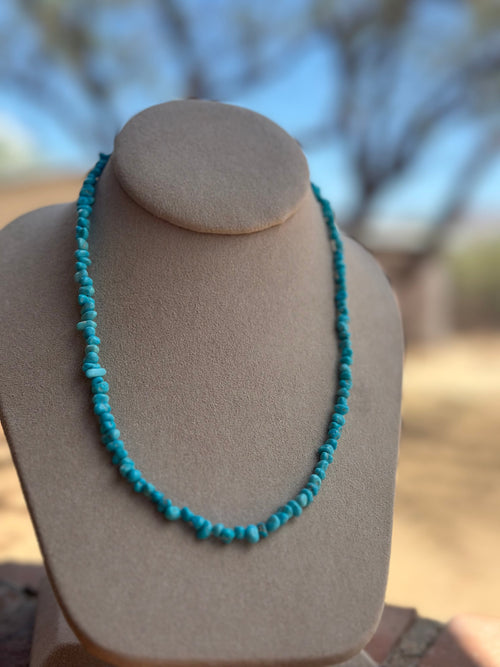 Handcrafted Kingman Turquoise Beaded Necklace 18 inch