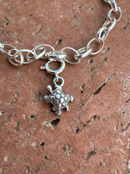 Handcrafted Sterling Silver Roaming Turtle Charm