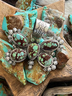 Apache Sterling Silver and Egyptian Turquoise Butterfly Pendant by Rosella Paxson