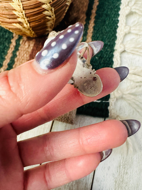 Old Pawn Handcrafted Malachite & Sterling Silver Ring Size 8