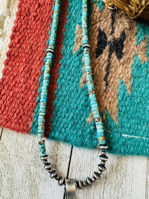 Navajo Sterling Silver & Turquoise Cluster Beaded Necklace