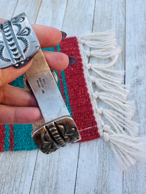 Handcrafted Old Pawn Sterling Silver & Turquoise Cuff Bracelet by M&R Calladitto