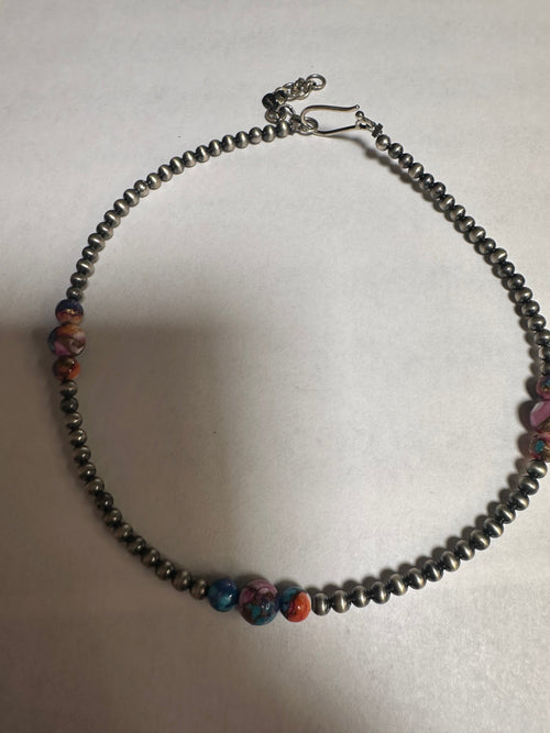 Handmade Pink Dream & Sterling Silver Beaded Necklace 14-16 inch