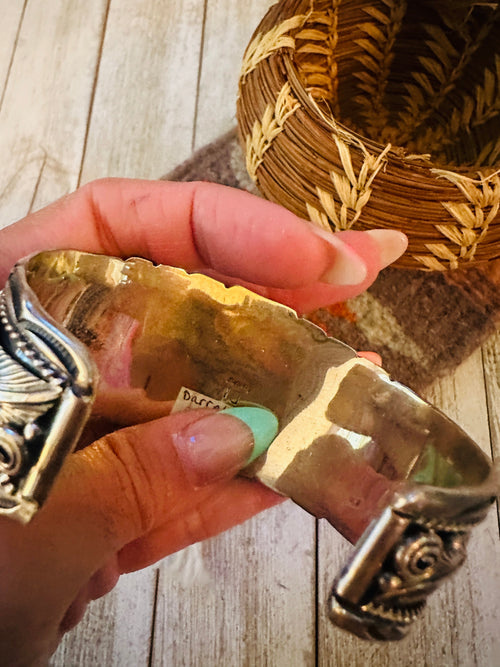 Handcrafted Old Pawn Turquoise & Sterling Silver Cuff Bracelet by Darrell Morgan /
