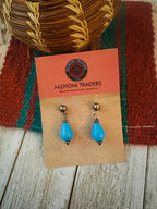 Handcrafted Old Pawn Sterling Silver & Turquoise Beaded Dangle Earrings